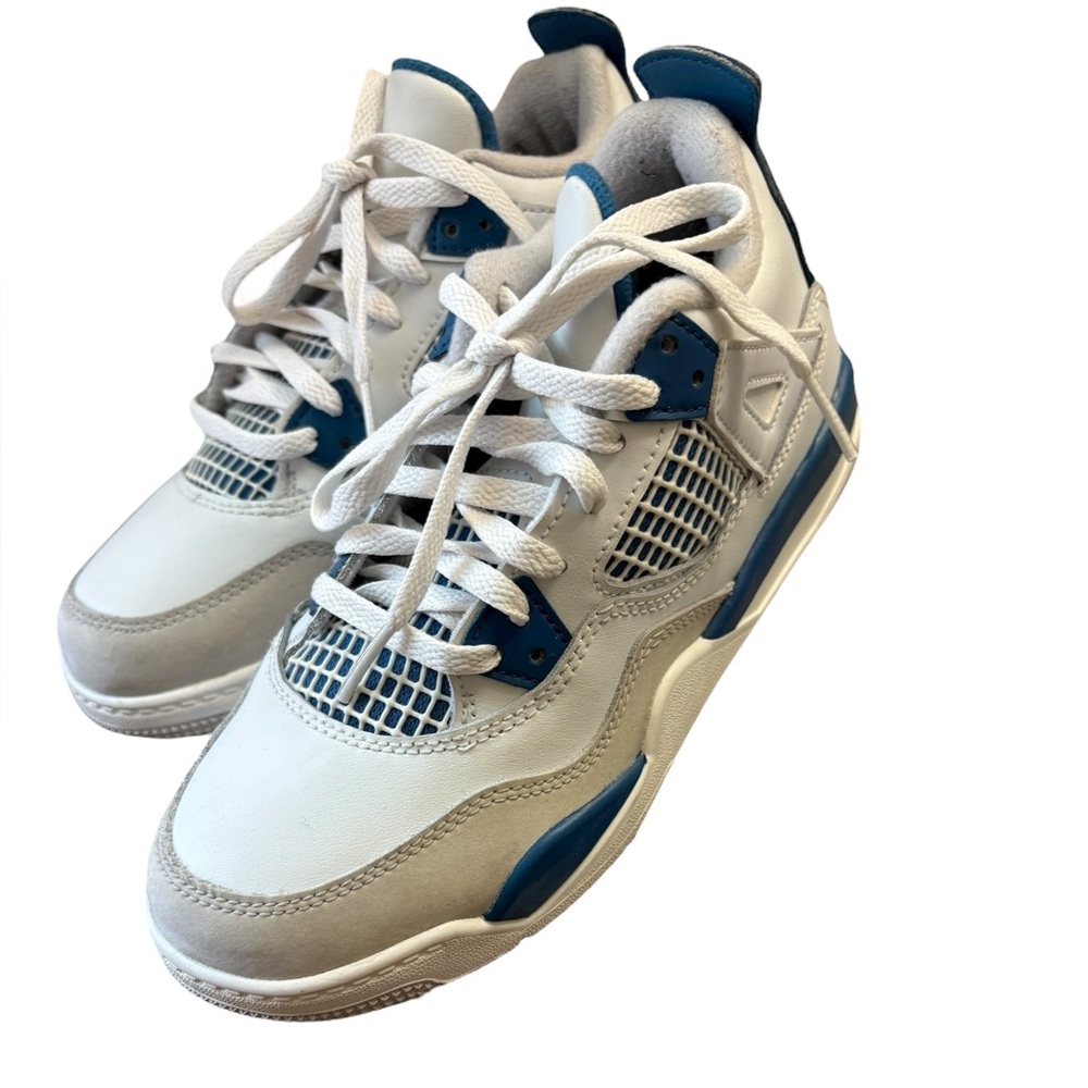 Jordan  Air 4 Retro Kids Sneakers - White and Blue Size 2y